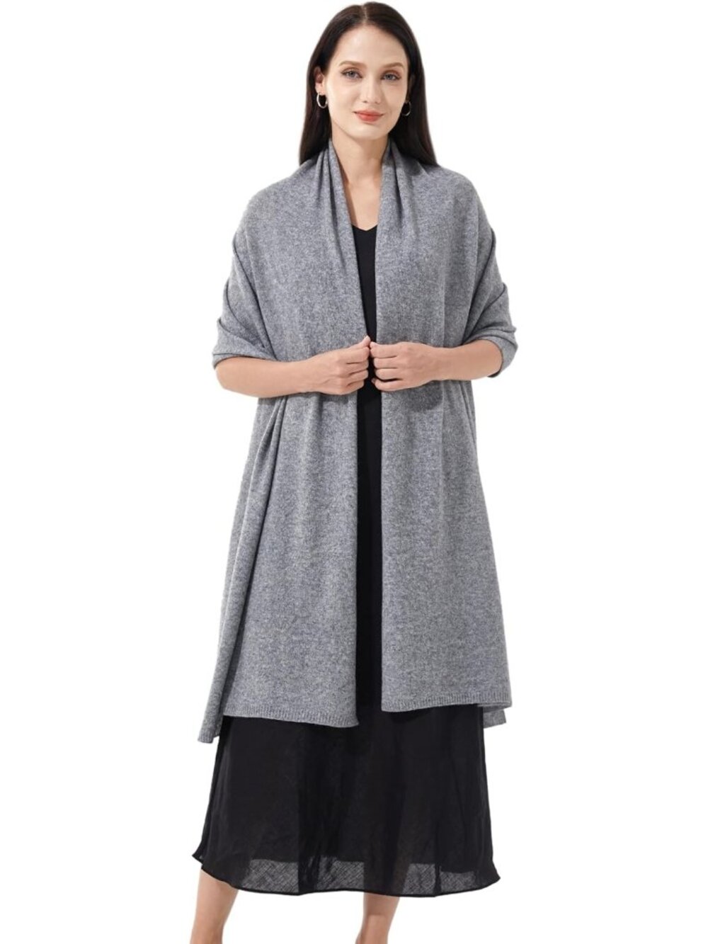 〽️Women's Cashmere Shawl Dark Grey Wedding Classic Winter Shoulder Wrap 87"x28"